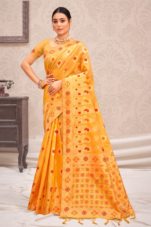 Pure Cotton silk saree with rich pallu saree