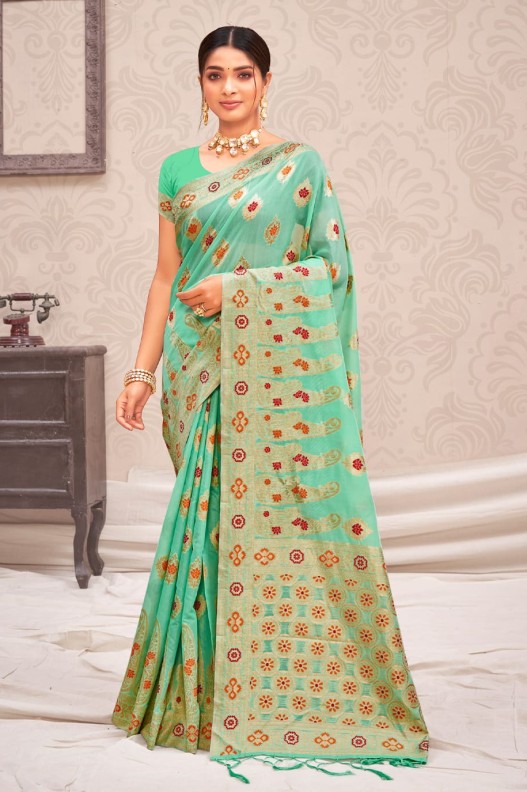 Pure Cotton silk saree with rich pallu saree