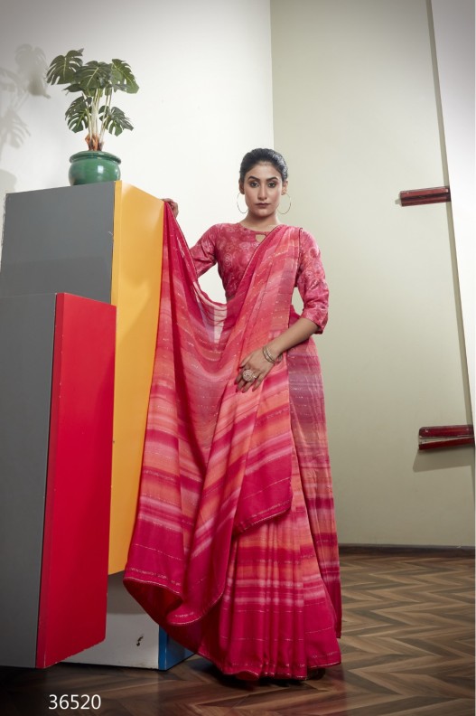 Bollywood Style Pink Georgette Saree with blouse