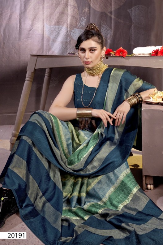 Pure Brasso Foil Printed Party Wear Saree With Heavy Blouse