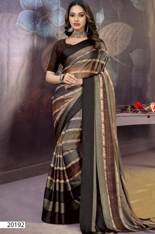Pure Brasso Foil Printed Party Wear Saree With Heavy Blouse