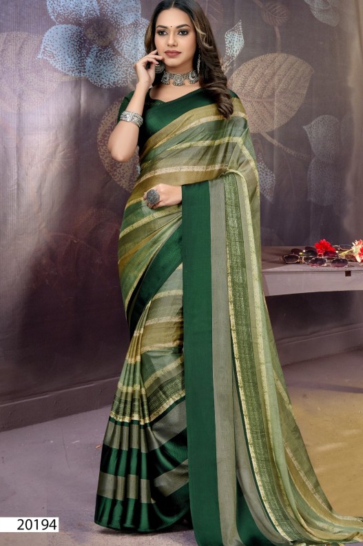 Pure Brasso Foil Printed Party Wear Saree With Heavy Blouse