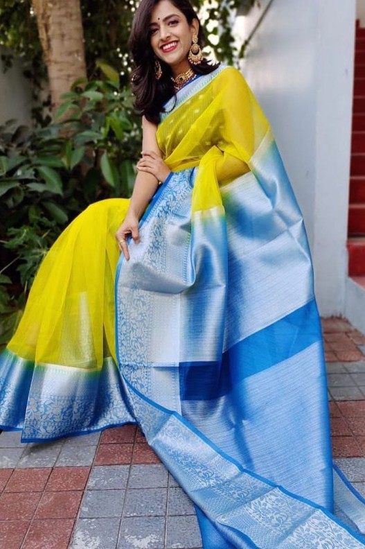LIGHT WEIGHT PARTY WEAR PURE ORGANZA SILK SAREES