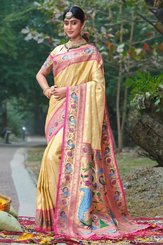 Pure and original Paithani silk saree with Rich Pallu