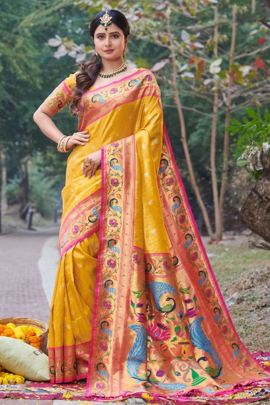 Pure and original Paithani silk saree with Rich Pallu