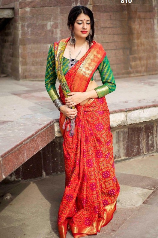 Exclusive Patola Print Saree With Weaving Jari Border