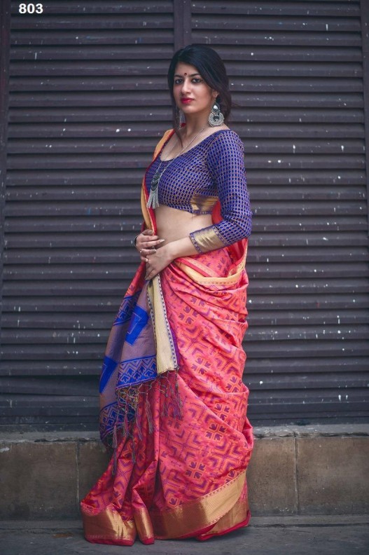 Exclusive Patola Print Saree With Weaving Jari Border