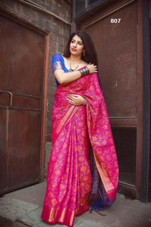 Exclusive Patola Print Saree With Weaving Jari Border