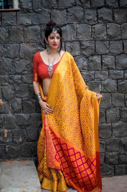 Exclusive Patola Print Saree With Weaving Jari Border