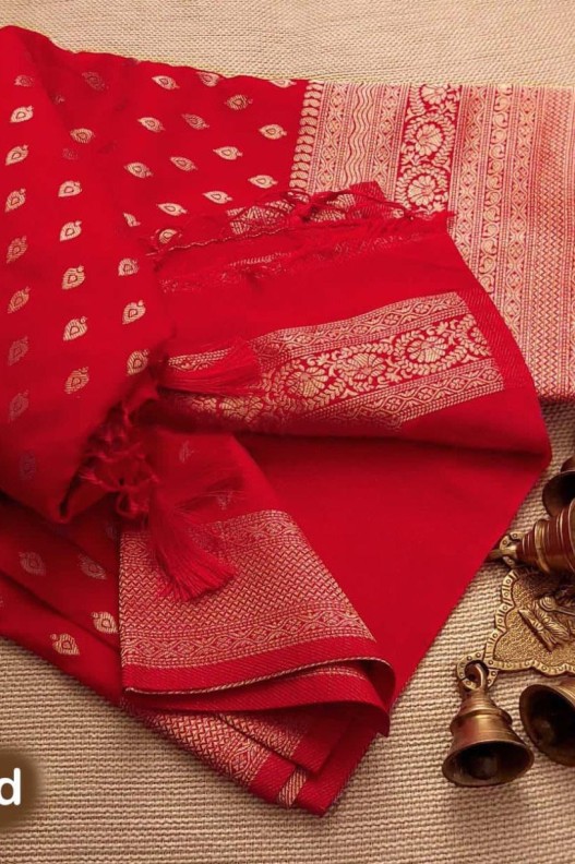 Premium Soft silk saree with zari border & Tessels